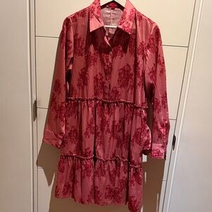 HUGO Red Patterned Button-Up Shirt
